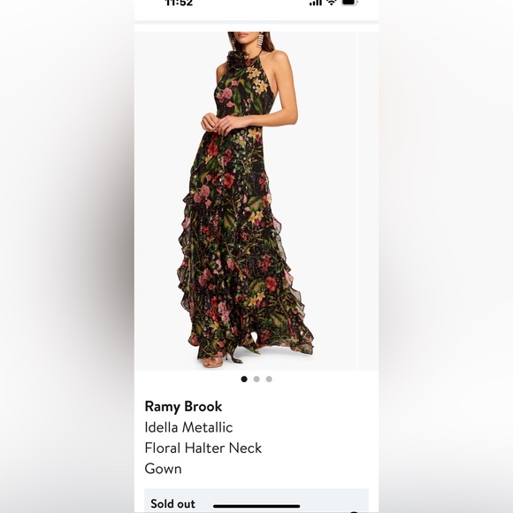 Ramy Brook idella metallic halter neck gown - Picture 2 of 5